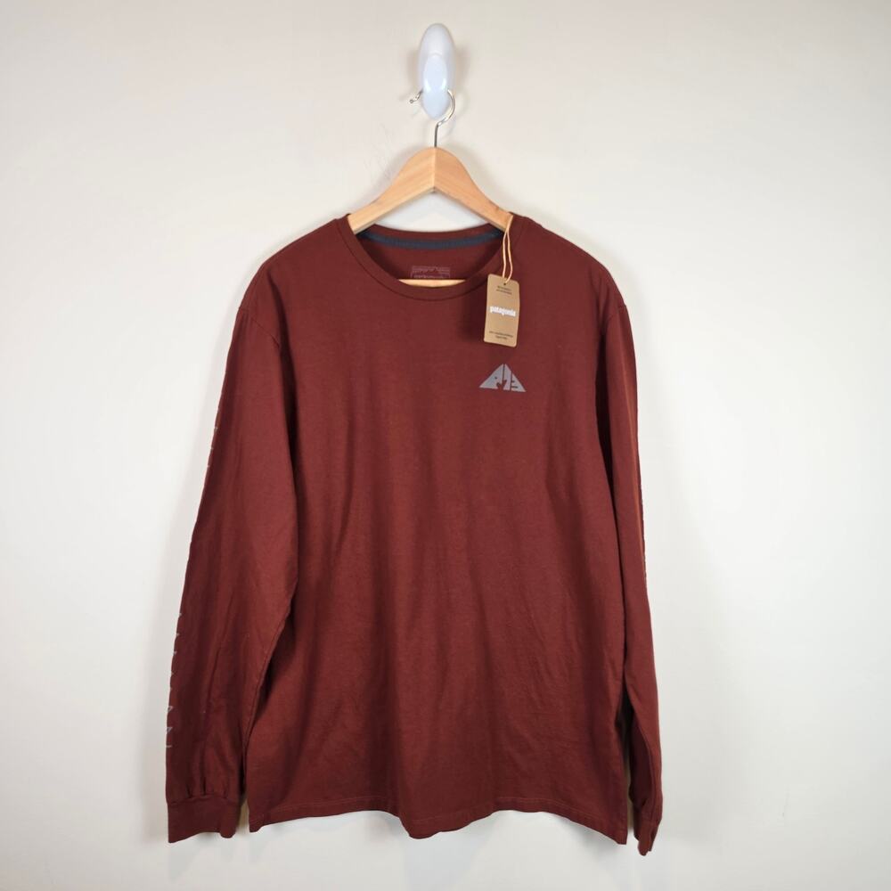 Patagonia Mens Sz M Long Sleeve Driftways Organic Cotton T-Shirt Dried Vanilla